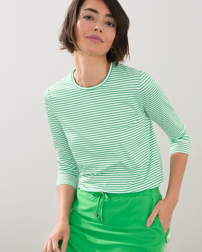 Chicos Zenergy UPF Long Sleeve Top - Tropic Emerald/White Chicos Zenergy UPF Long Sleeve Top - Tropic Emerald/White