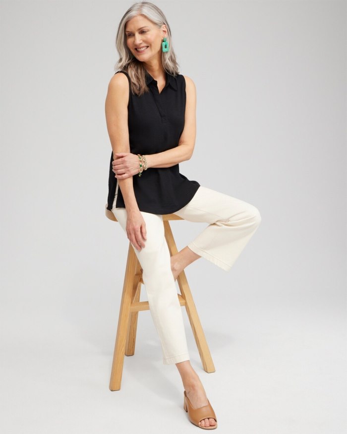 Chicos Collared Tunic Tank - Twisted Ivy Chicos Collared Tunic Tank - Twisted Ivy