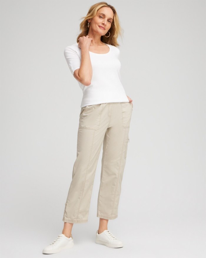 Chicos Poplin Cropped Pants - Vapor Blue Chicos Poplin Cropped Pants - Vapor Blue