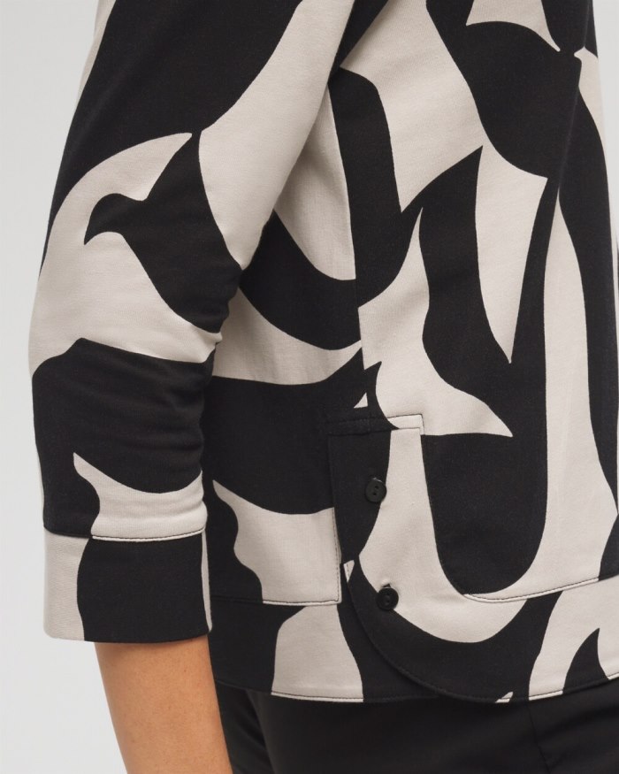 Chicos Abstract Polished Collar Top - Smokey Taupe Chicos Abstract Polished Collar Top - Smokey Taupe