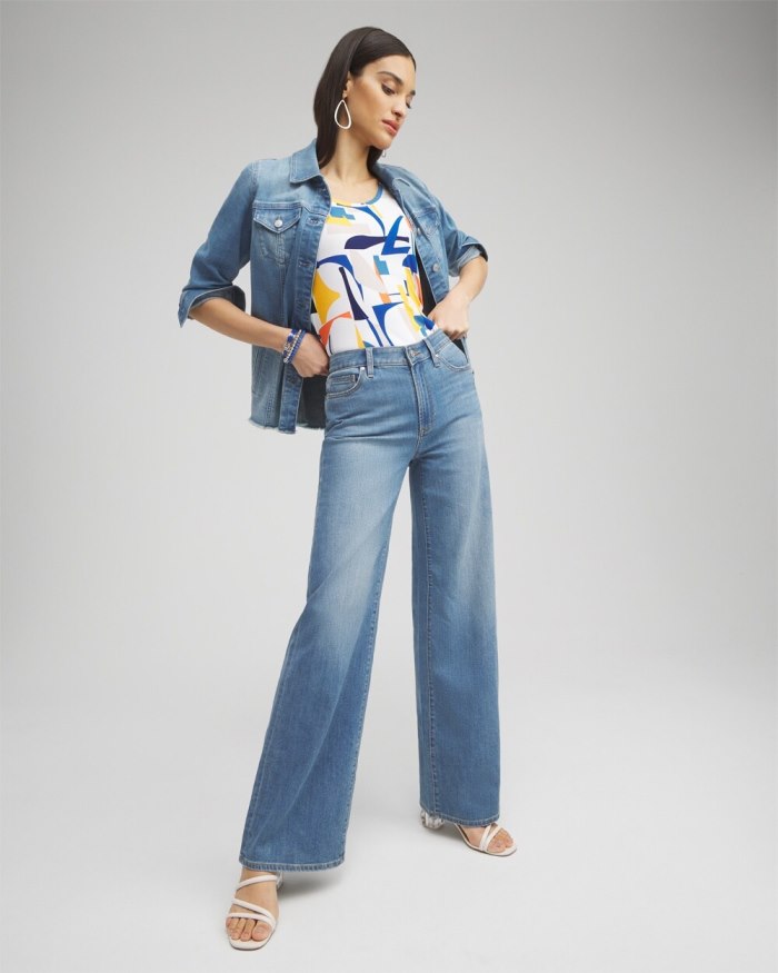 Chicos High Rise Wide Leg Jeans - Dragon Road Indigo Chicos High Rise Wide Leg Jeans - Dragon Road Indigo