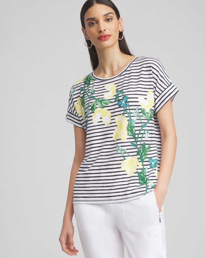 Chicos Zenergy Scoop Neck Floral Tee - Verdant Green Chicos Zenergy Scoop Neck Floral Tee - Verdant Green