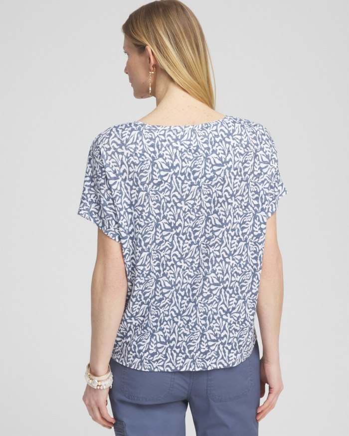 Chicos Linen Reef Tie Front Tee - PINK ANIMA Chicos Linen Reef Tie Front Tee - PINK ANIMA