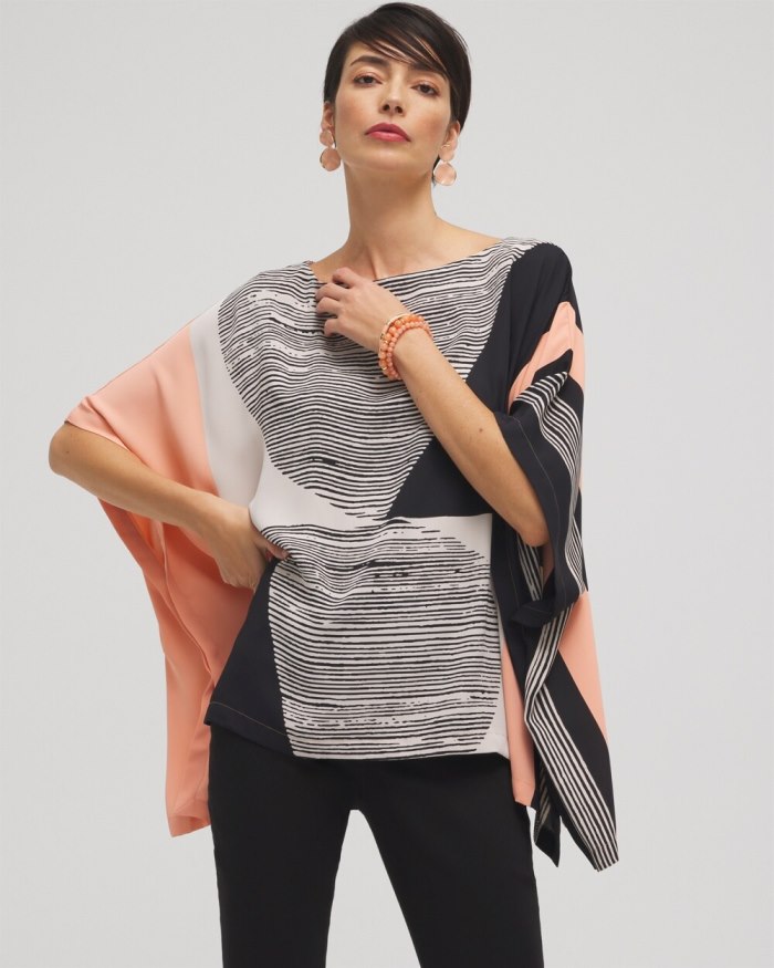 Chicos Modern Art Print Poncho - Black Chicos Modern Art Print Poncho - Black