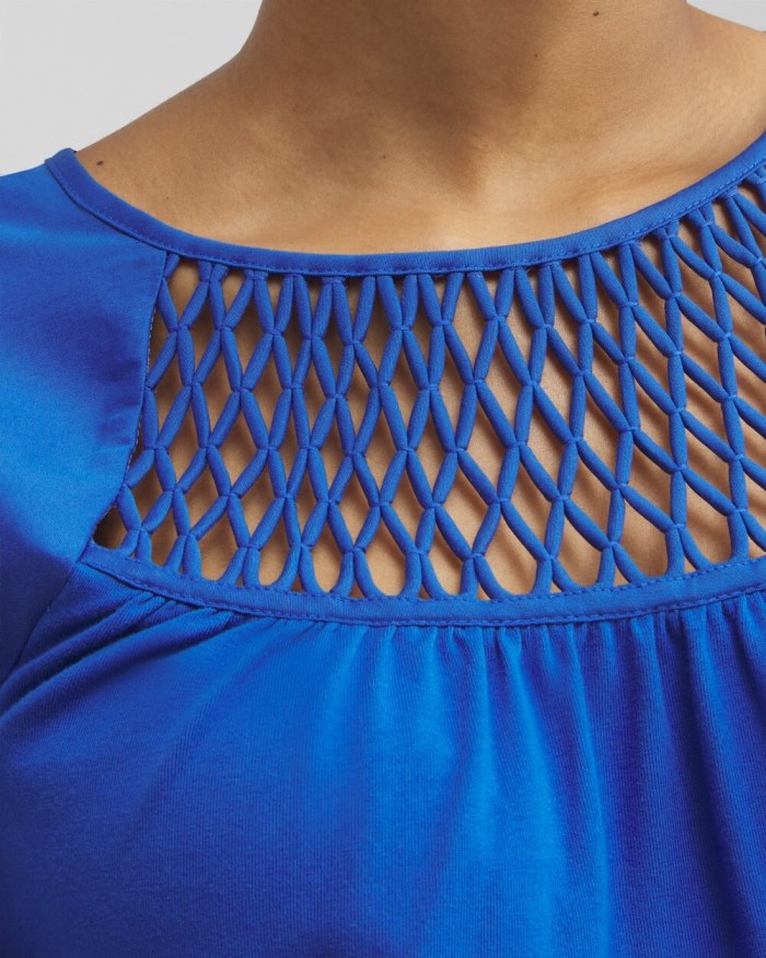 Chicos Lattice Detail Top - Smokey Taupe Chicos Lattice Detail Top - Smokey Taupe