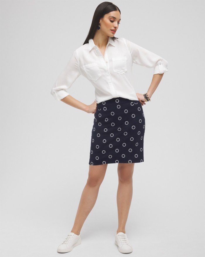 Chicos Brigitte Embroidered Skort - Ink Chicos Brigitte Embroidered Skort - Ink