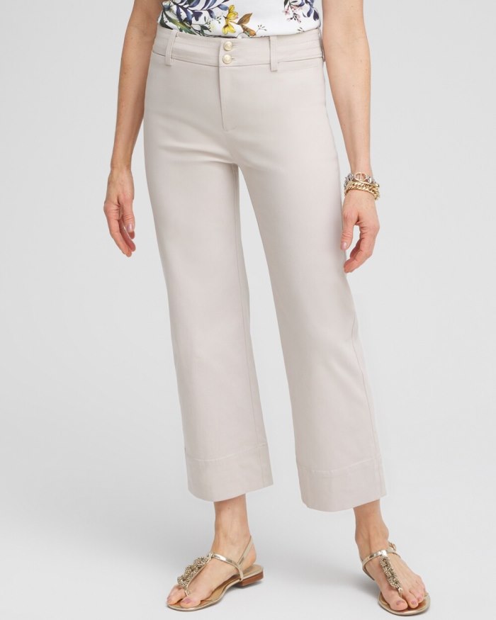 Chicos Trapunto Wide Leg Cropped Pants - Smokey Taupe Chicos Trapunto Wide Leg Cropped Pants - Smokey Taupe