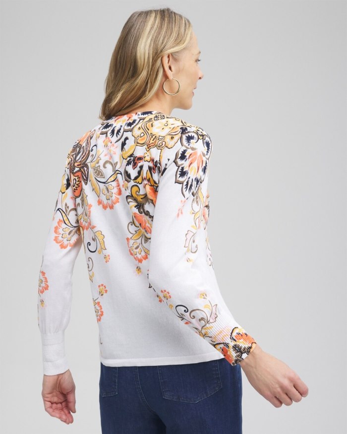 Chicos Summer Romance Scrolls Topper Cardigan - Nectarine Chicos Summer Romance Scrolls Topper Cardigan - Nectarine
