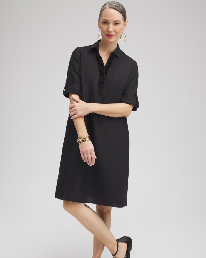 Chicos Linen 3D Floral Dress - Teakwood Chicos Linen 3D Floral Dress - Teakwood