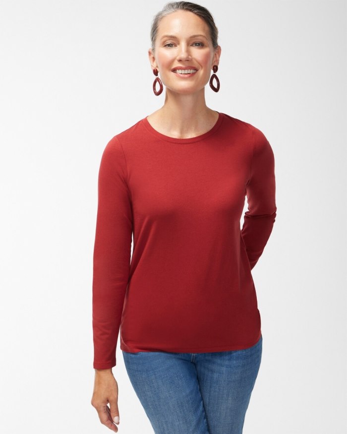 Chicos Touch of Cool Layering Tee - Smoked Paprika Chicos Touch of Cool Layering Tee - Smoked Paprika