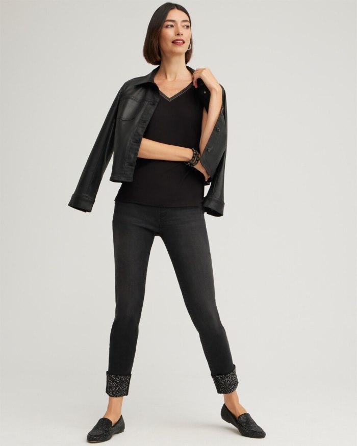 Chicos Touch of Cool Satin Trim Tank - Black Chicos Touch of Cool Satin Trim Tank - Black