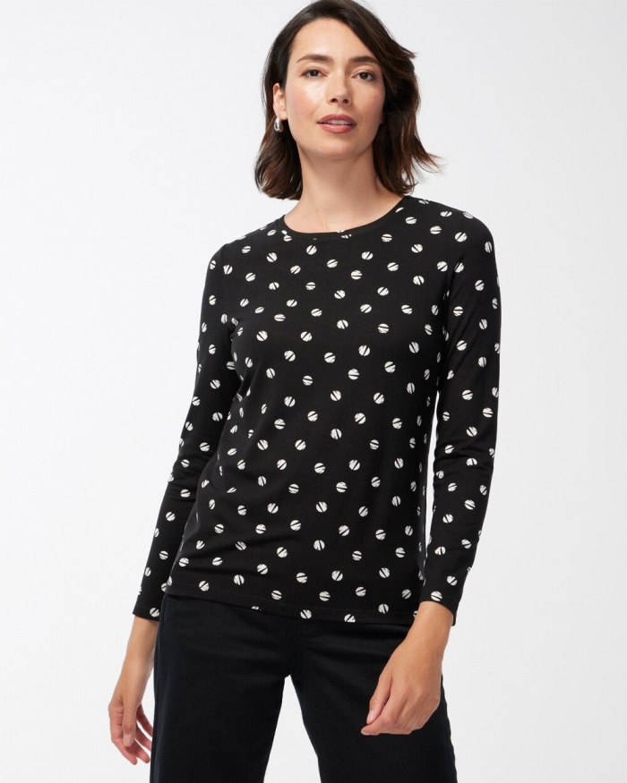 Chicos Touch of Cool Space Dot Layering Tee - Black Chicos Touch of Cool Space Dot Layering Tee - Black