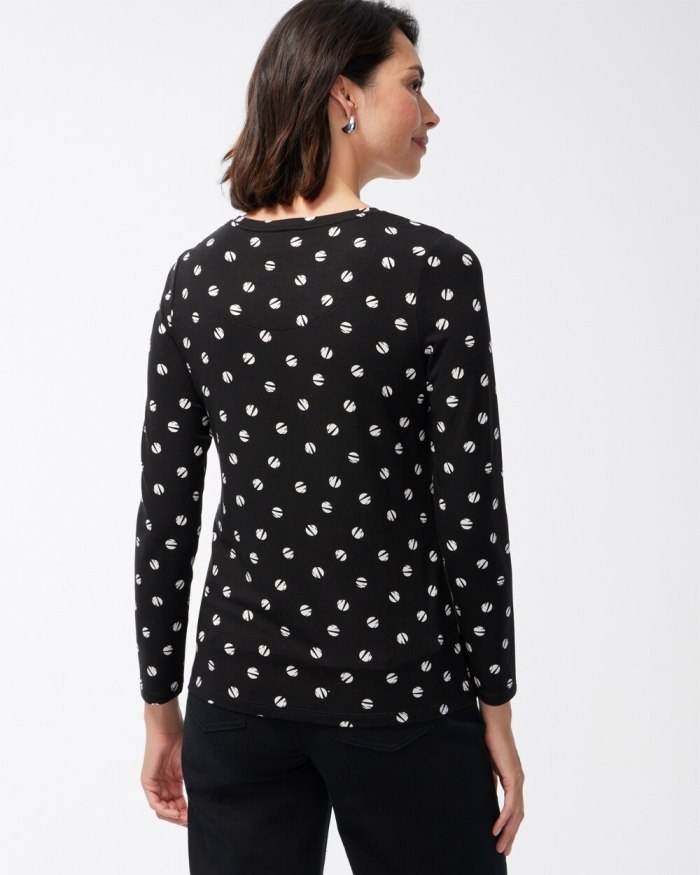 Chicos Touch of Cool Space Dot Layering Tee - Black Chicos Touch of Cool Space Dot Layering Tee - Black