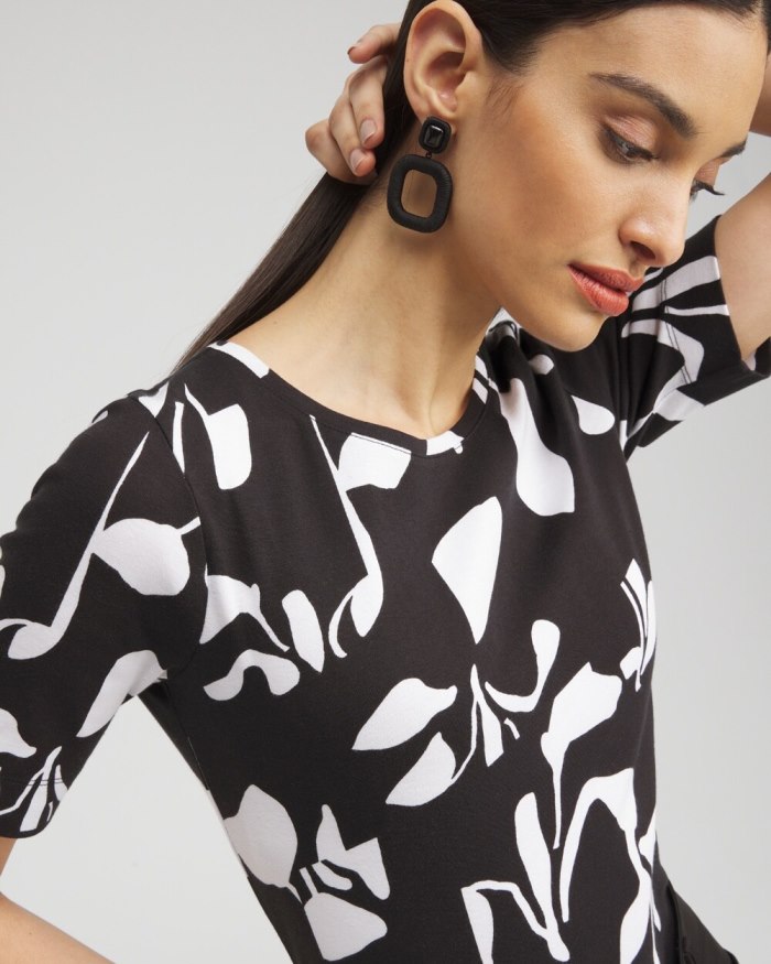 Chicos Abstract Everyday Elbow Sleeve Tee - Black Chicos Abstract Everyday Elbow Sleeve Tee - Black