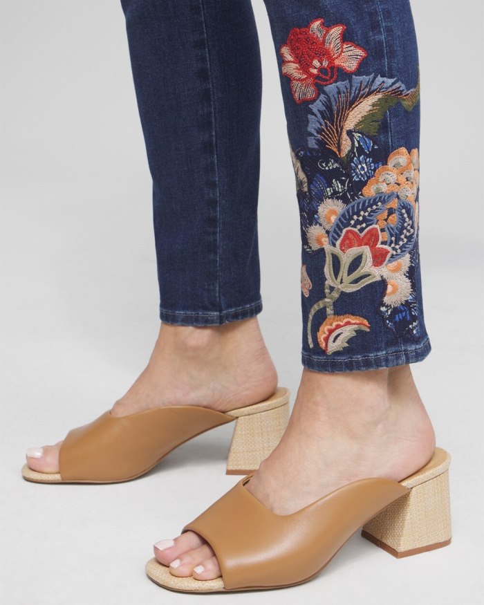 Chicos Embroidered Pull-on Ankle Jeggings - Marina Bay Indigo Chicos Embroidered Pull-on Ankle Jeggings - Marina Bay Indigo