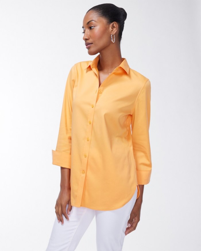 Chicos No Iron 3/4 Sleeve Stretch Shirt - Mango Ice Chicos No Iron 3/4 Sleeve Stretch Shirt - Mango Ice