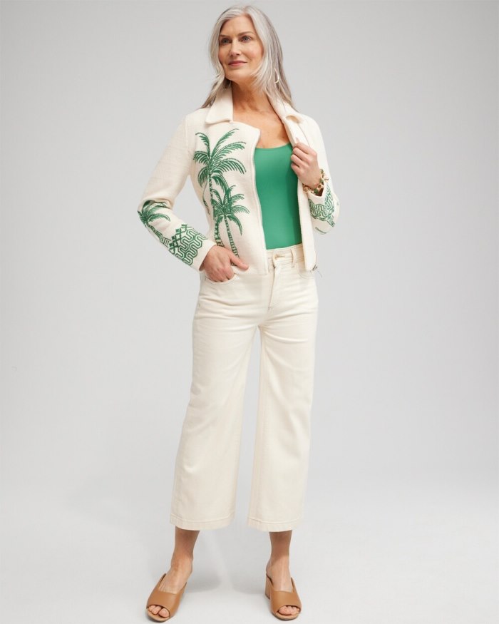 Chicos Cropped Seeded Wide Leg Denim - Alabaster Chicos Cropped Seeded Wide Leg Denim - Alabaster