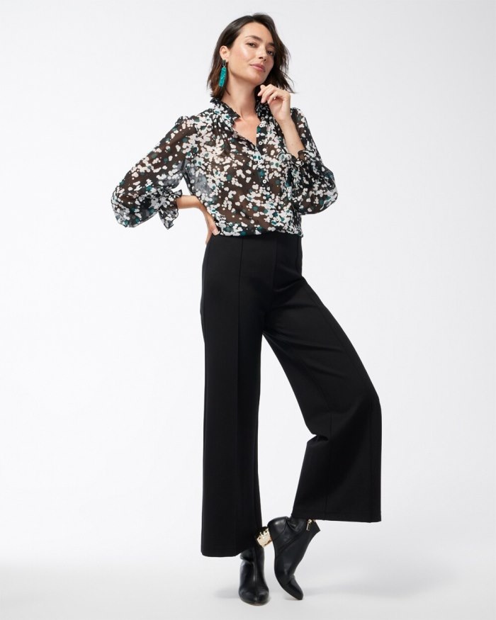 Chicos Ponte Pintuck Wide Leg Ankle Pants - Enchanted Forest Chicos Ponte Pintuck Wide Leg Ankle Pants - Enchanted Forest