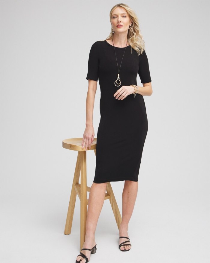 Chicos Travelers Button Detail Classic Dress - Travelers Black Chicos Travelers Button Detail Classic Dress - Travelers Black