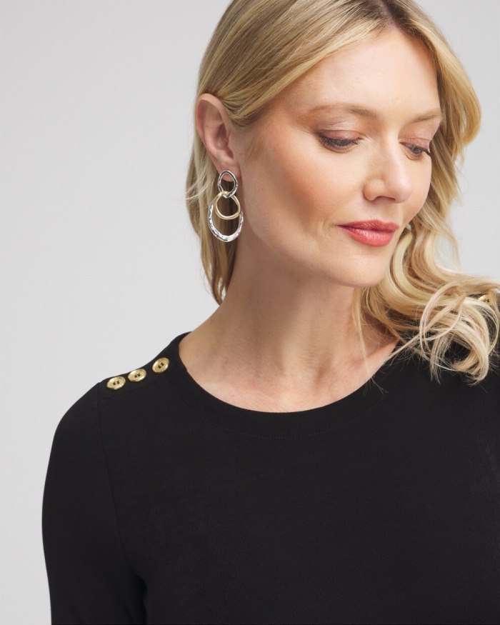 Chicos Travelers Button Detail Classic Dress - Travelers Black Chicos Travelers Button Detail Classic Dress - Travelers Black