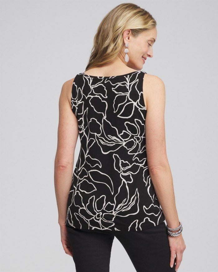 Chicos Touch of Cool Floral Polished Tank - Black Chicos Touch of Cool Floral Polished Tank - Black