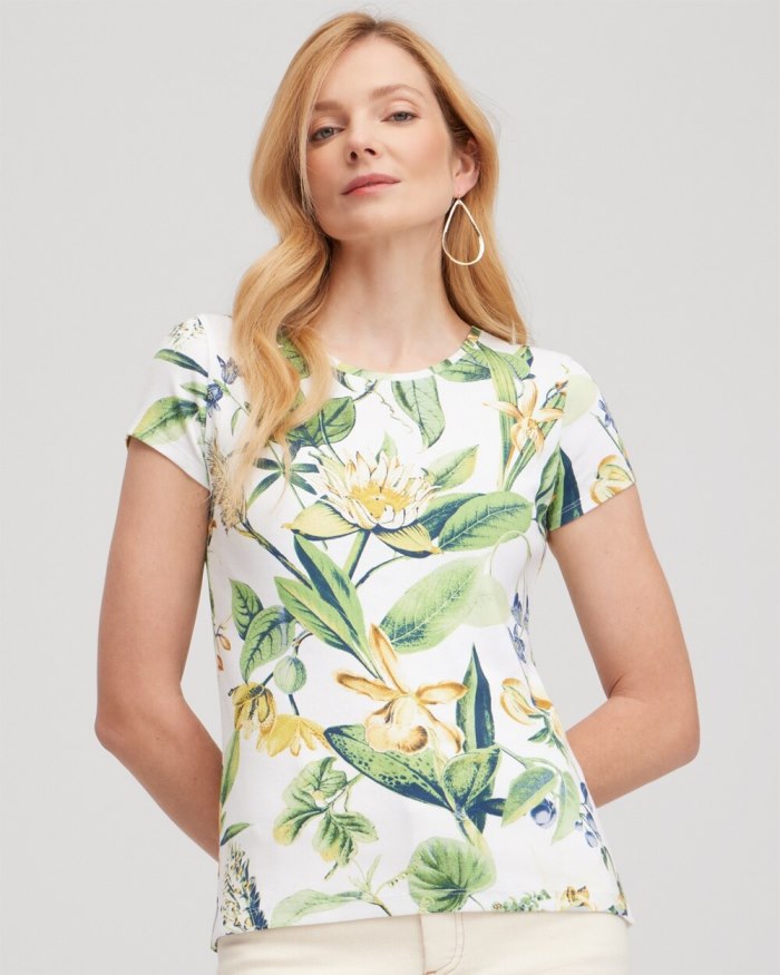 Chicos Vine Print Cap Sleeve Tee - Alabaster Chicos Vine Print Cap Sleeve Tee - Alabaster