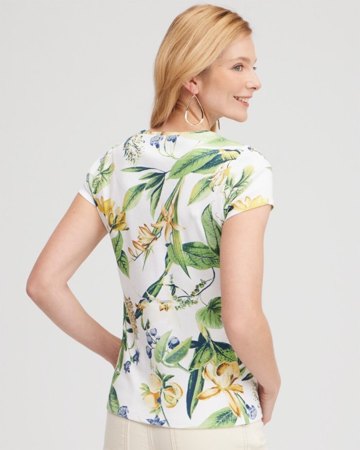 Chicos Vine Print Cap Sleeve Tee - Alabaster Chicos Vine Print Cap Sleeve Tee - Alabaster