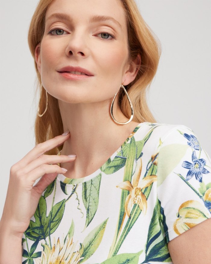 Chicos Vine Print Cap Sleeve Tee - Alabaster Chicos Vine Print Cap Sleeve Tee - Alabaster