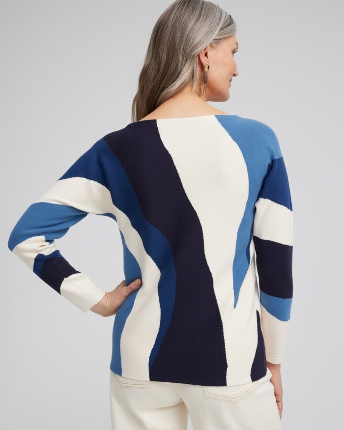 Chicos Colorblock Dolman Pullover Sweater - Azores Blue Chicos Colorblock Dolman Pullover Sweater - Azores Blue