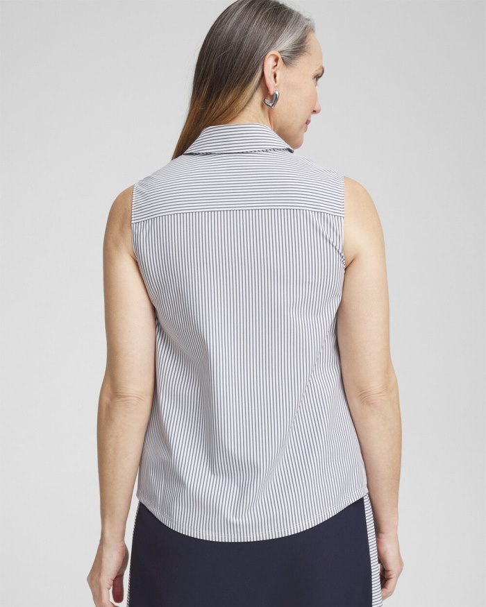 Chicos Zenergy Neema UPF Mixed Stripe Tank - Classic Navy Chicos Zenergy Neema UPF Mixed Stripe Tank - Classic Navy