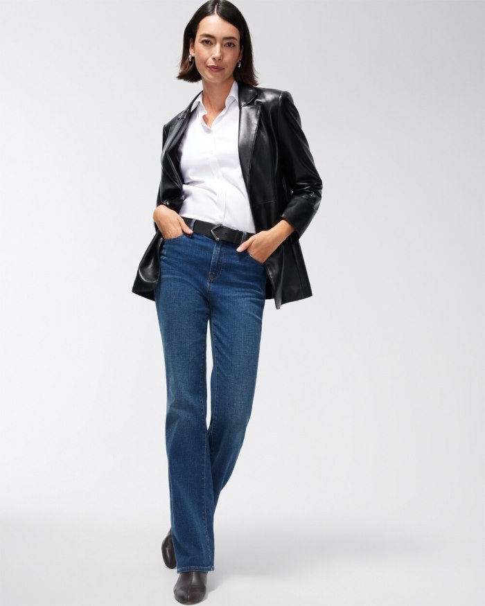 Chicos Faux Leather Blazer - Black Chicos Faux Leather Blazer - Black
