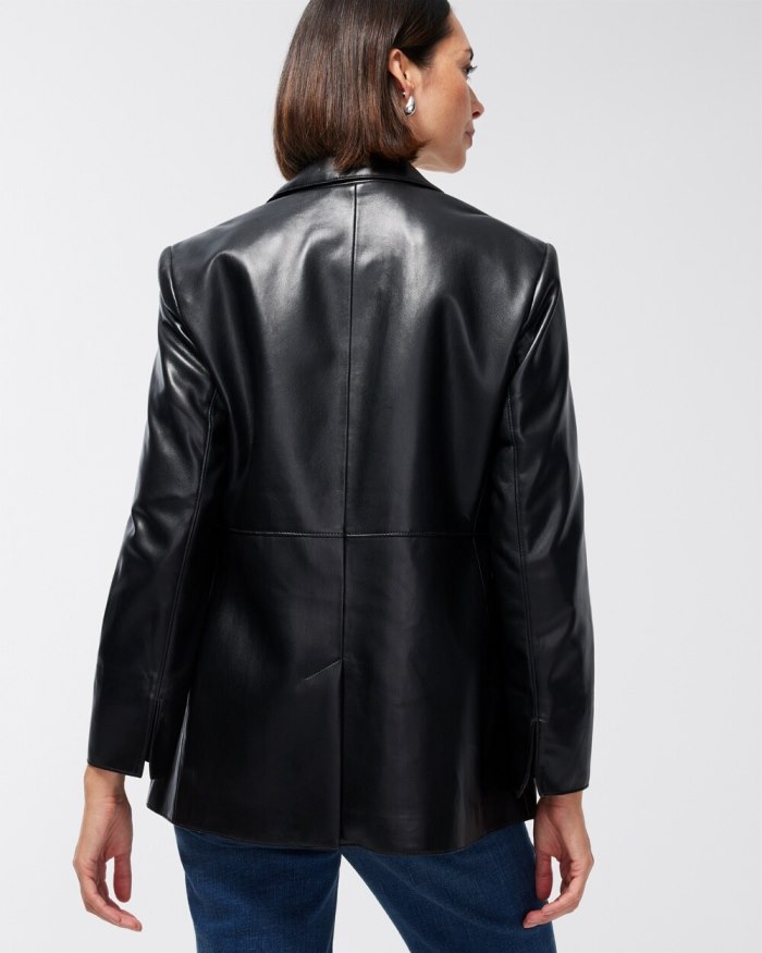 Chicos Faux Leather Blazer - Black Chicos Faux Leather Blazer - Black