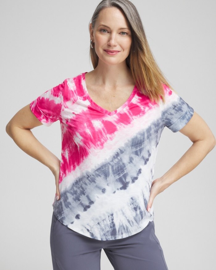 Chicos Zenergy Tie Dye Tee - PINK BROMELIAD Chicos Zenergy Tie Dye Tee - PINK BROMELIAD