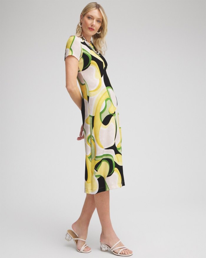 Chicos Travelers Abstract Cap Sleeve Maxi Dress - Verdant Green Chicos Travelers Abstract Cap Sleeve Maxi Dress - Verdant Green