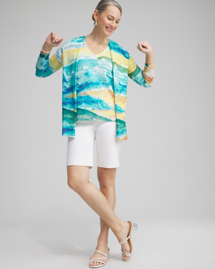 Chicos Spun Rayon Watercolor Cardigan - Verdant Green Chicos Spun Rayon Watercolor Cardigan - Verdant Green