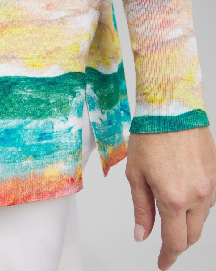 Chicos Spun Rayon Watercolor Cardigan - Verdant Green Chicos Spun Rayon Watercolor Cardigan - Verdant Green