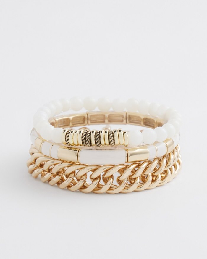 Chicos White Jade Hero Strech Bracelet - Alabaster Chicos White Jade Hero Strech Bracelet - Alabaster
