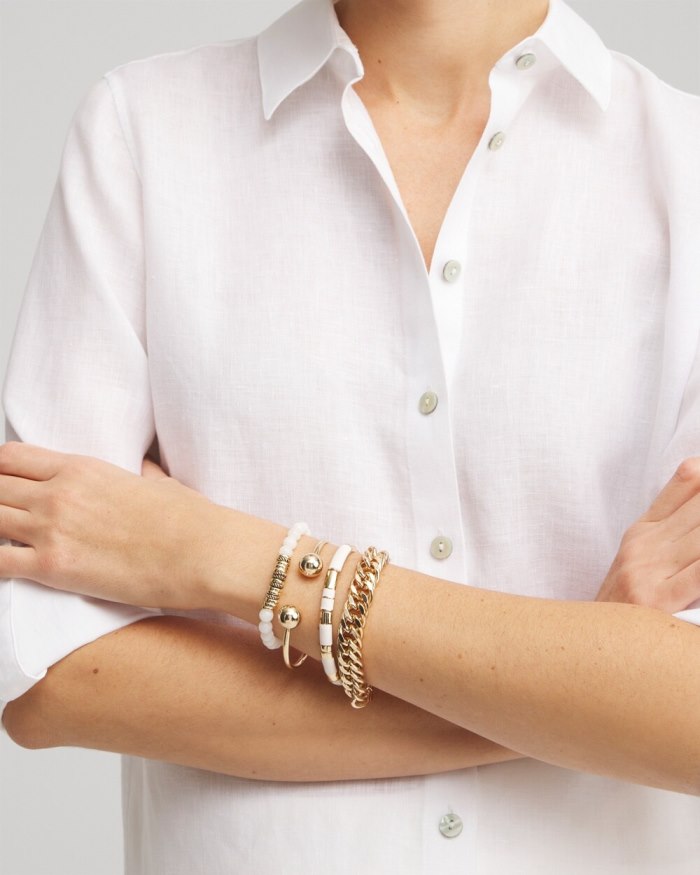 Chicos White Jade Hero Strech Bracelet - Alabaster Chicos White Jade Hero Strech Bracelet - Alabaster