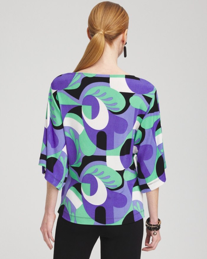 Chicos Travelers Abstract Kimono Sleeve Top - Purple Nightshade Chicos Travelers Abstract Kimono Sleeve Top - Purple Nightshade