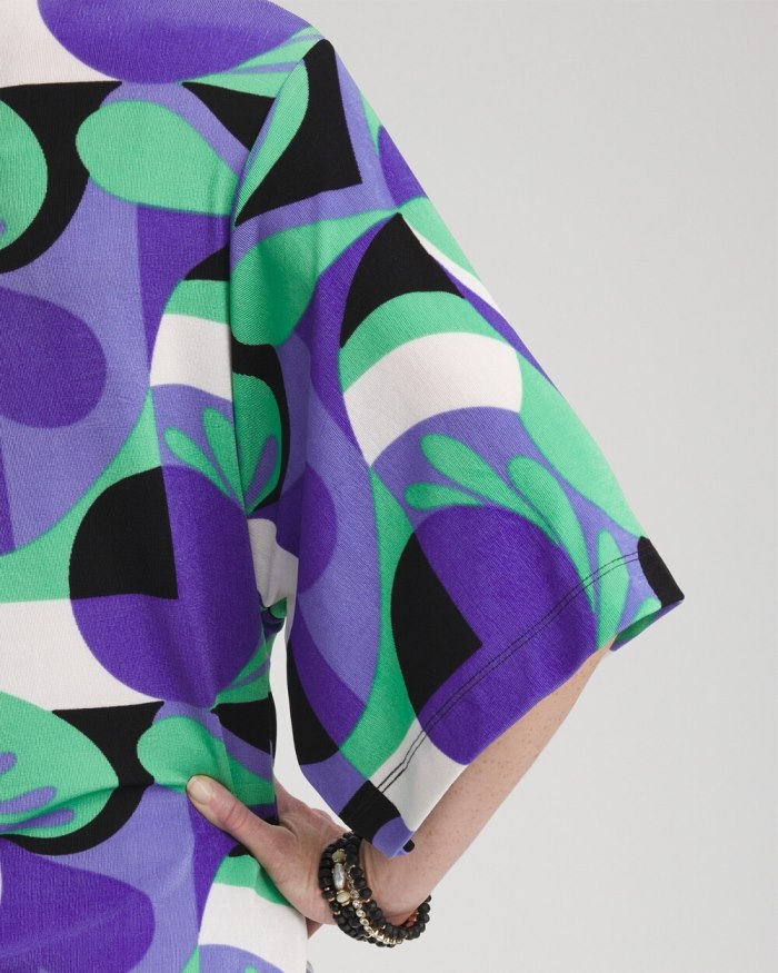 Chicos Travelers Abstract Kimono Sleeve Top - Purple Nightshade Chicos Travelers Abstract Kimono Sleeve Top - Purple Nightshade