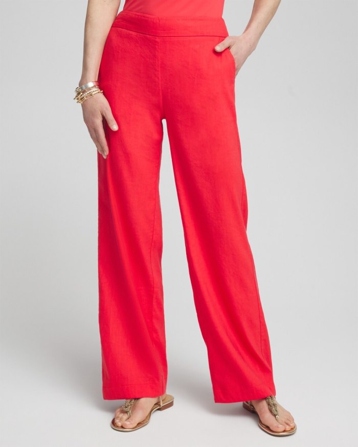 Chicos Wide Leg Linen Pants - Watermelon Punch Chicos Wide Leg Linen Pants - Watermelon Punch