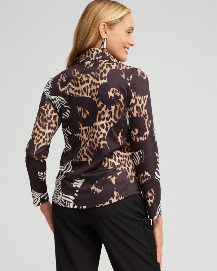 Chicos Zenergy UPF Mixed Animal Long Sleeve Top - Black Chicos Zenergy UPF Mixed Animal Long Sleeve Top - Black
