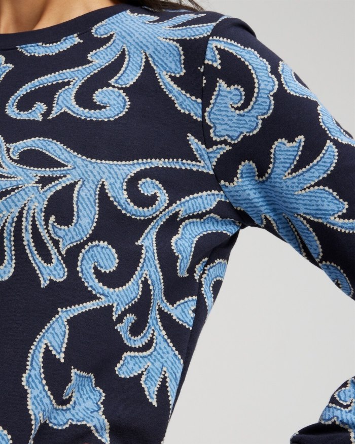 Chicos Zenergy Scroll Print Pullover - Classic Navy Chicos Zenergy Scroll Print Pullover - Classic Navy