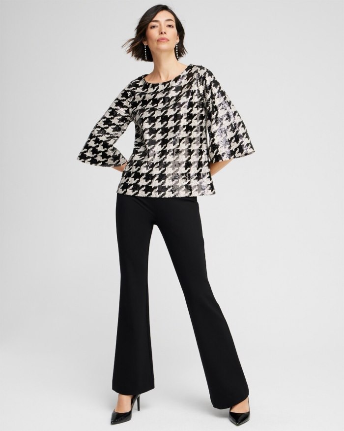 Chicos Sequin Houndstooth Tee - Black Chicos Sequin Houndstooth Tee - Black