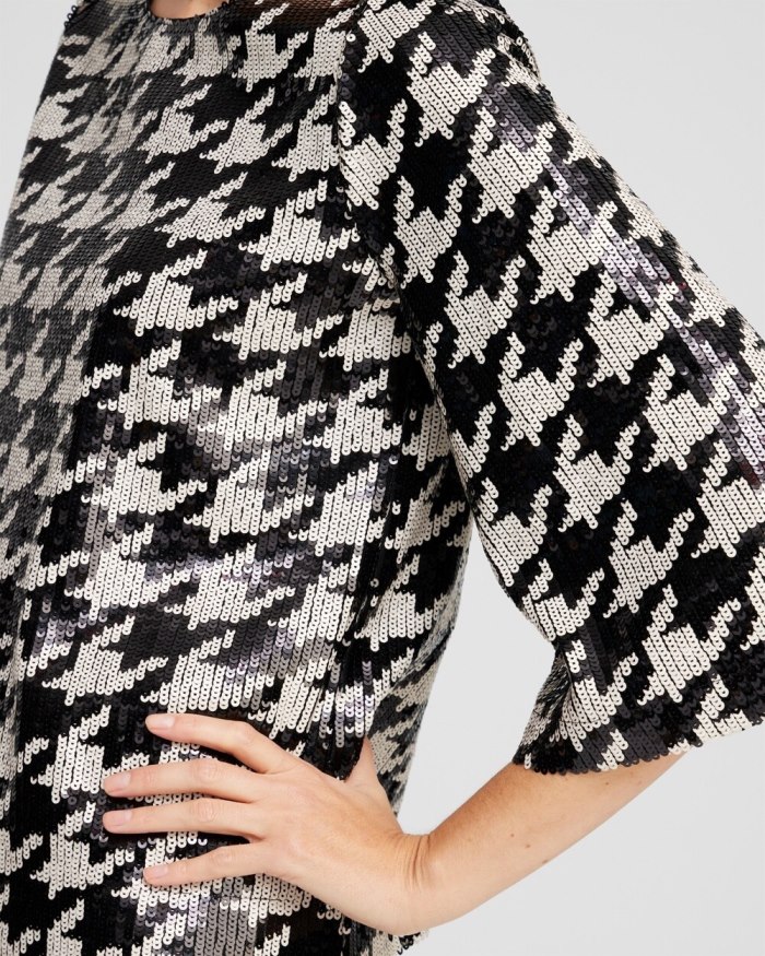 Chicos Sequin Houndstooth Tee - Black Chicos Sequin Houndstooth Tee - Black