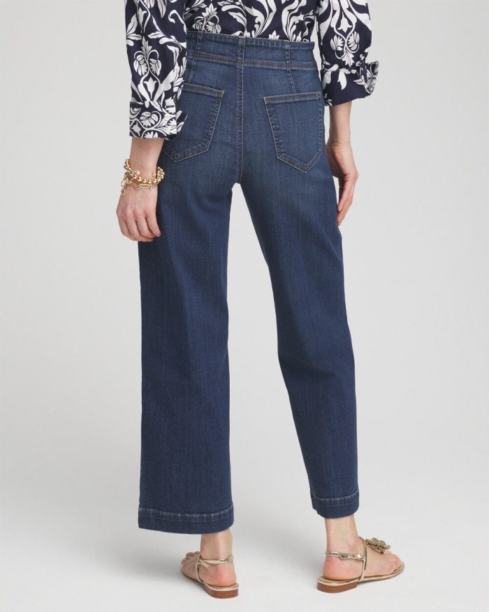 Chicos Pull-on Wide Leg Cropped Jeans - Redwood Indigo Chicos Pull-on Wide Leg Cropped Jeans - Redwood Indigo