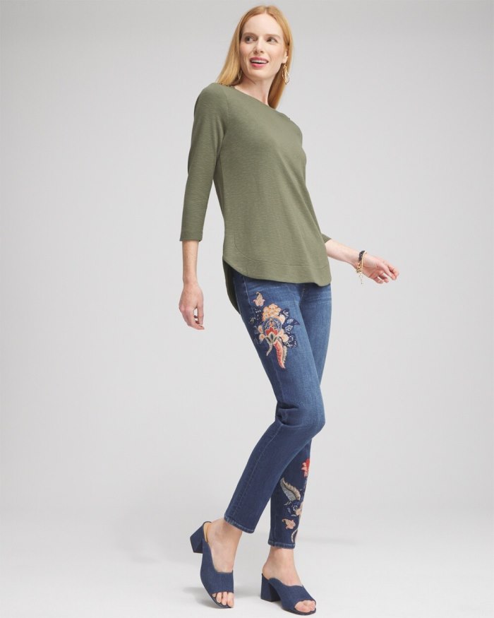 Chicos Button Trim Ribbed Tunic - Olive Chicos Button Trim Ribbed Tunic - Olive