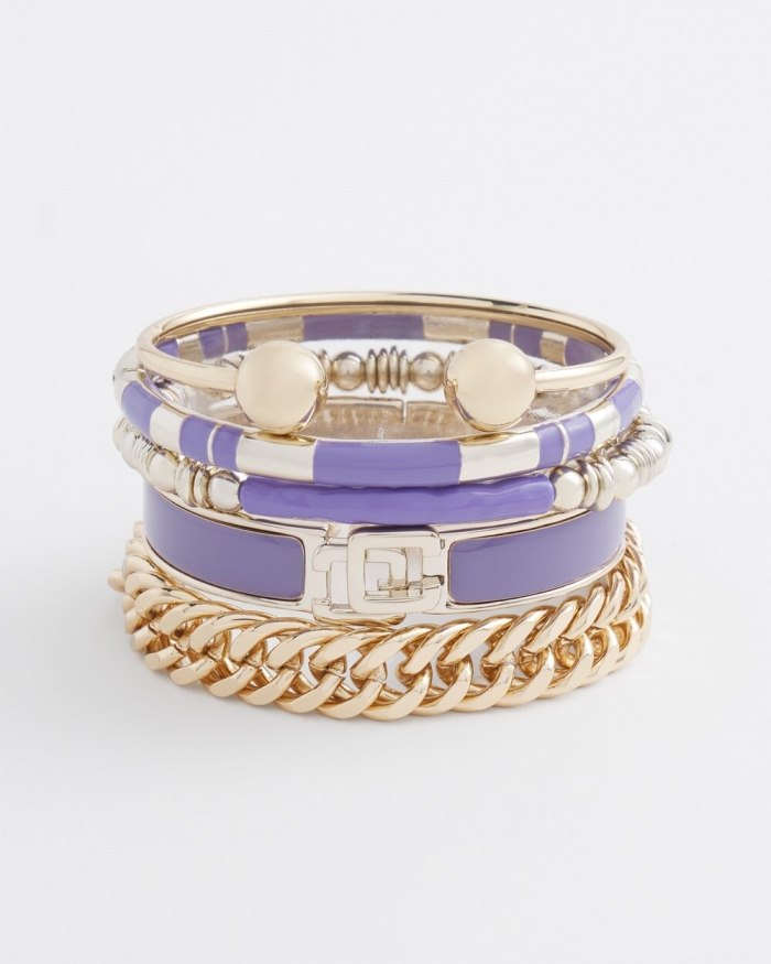 Chicos Purple Colorblock Stretch Bracelet - Parisian Purple Chicos Purple Colorblock Stretch Bracelet - Parisian Purple