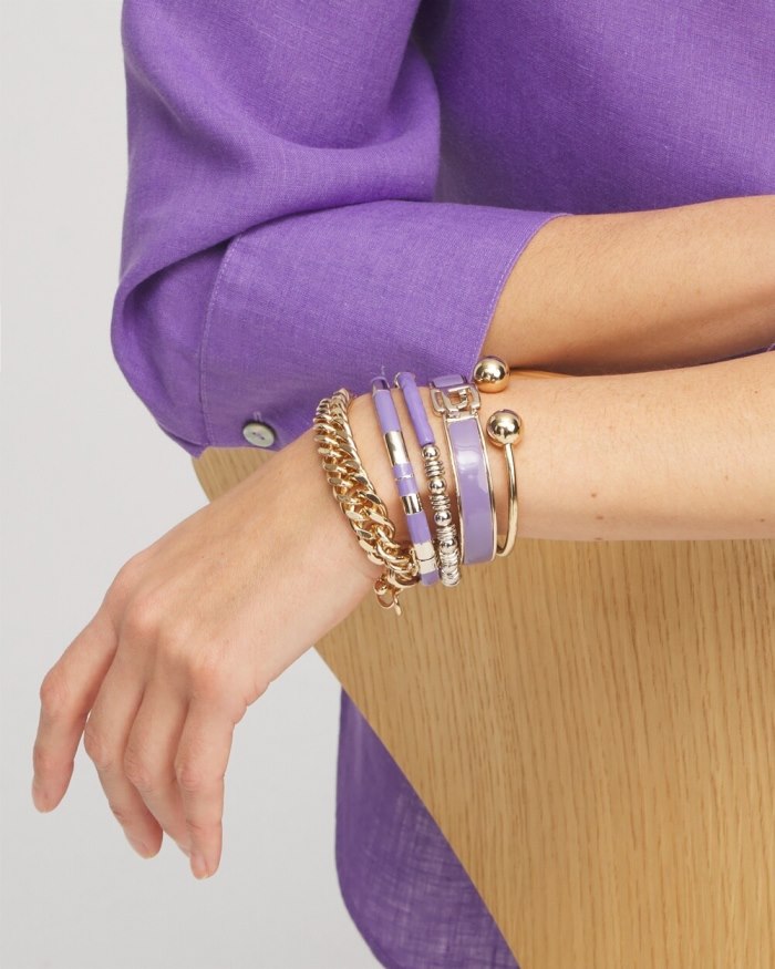 Chicos Purple Colorblock Stretch Bracelet - Parisian Purple Chicos Purple Colorblock Stretch Bracelet - Parisian Purple