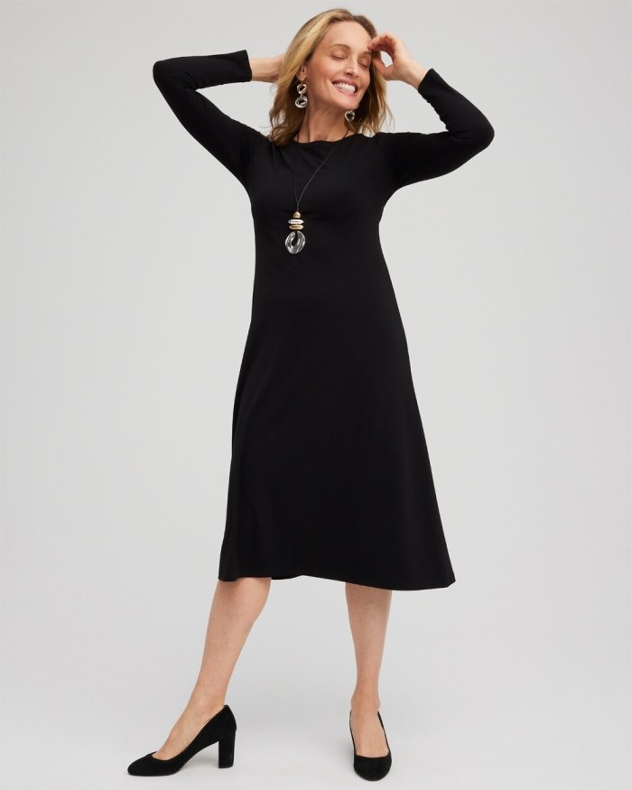 Chicos Long Sleeve Midi Dress - Black Chicos Long Sleeve Midi Dress - Black